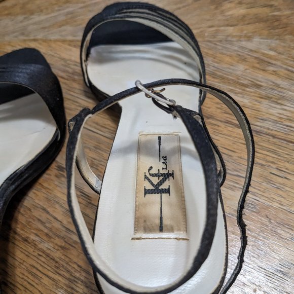 KF Ltd strappy black satin sandals Women's 8 - Picture 6 of 9